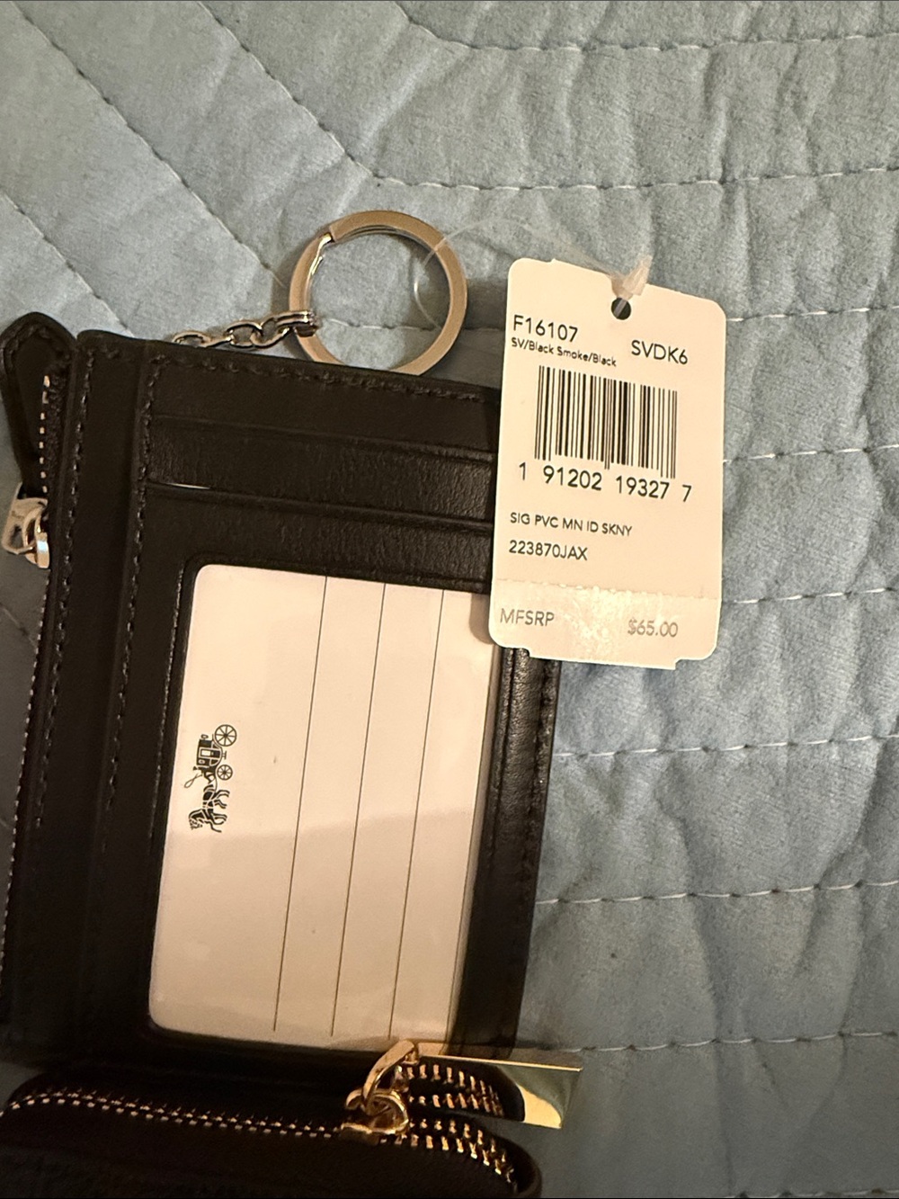*Bundle* Coach Women's Signature Canvas Card Wallet in Brown & Coral, MK Black - Picture 3 of 13